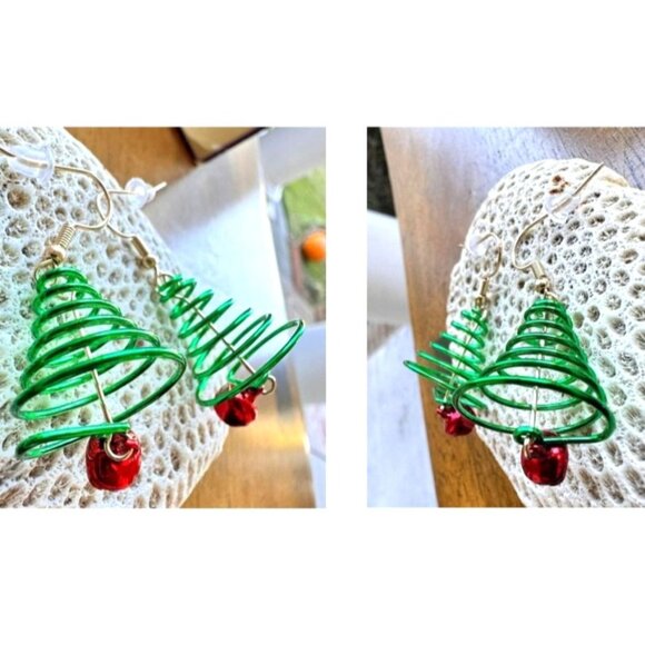 Christmas Tree Earrings Jingle Bells New Dangle Hooks Festive Holiday Pa… - Picture 10 of 12
